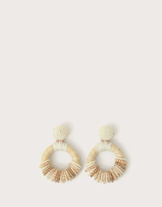 Raffia Mixed Bead Earrings Women Monsoon Jewellery and Hair