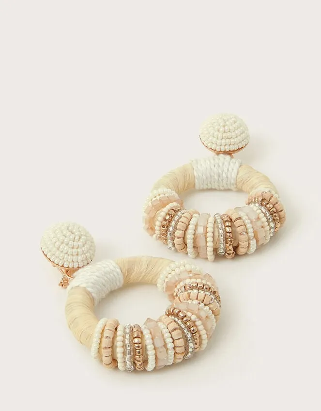 Raffia Mixed Bead Earrings Women Monsoon Jewellery and Hair