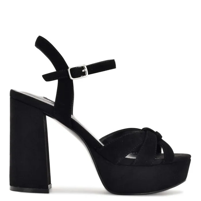 Rast Platform Sandals Black Suede Women Nine West Heels