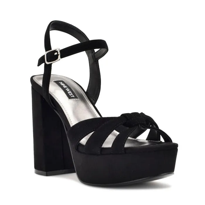 Rast Platform Sandals Black Suede Women Nine West Heels