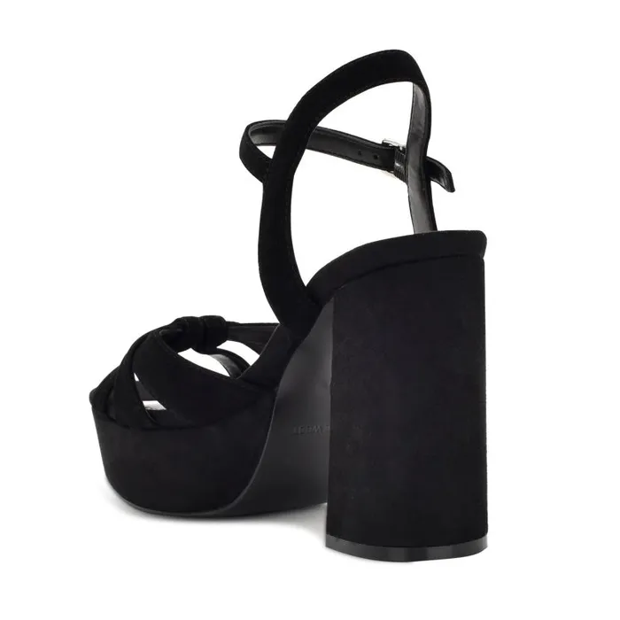 Rast Platform Sandals Black Suede Women Nine West Heels