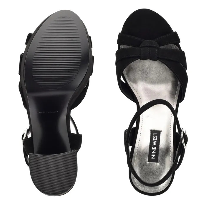 Rast Platform Sandals Black Suede Women Nine West Heels