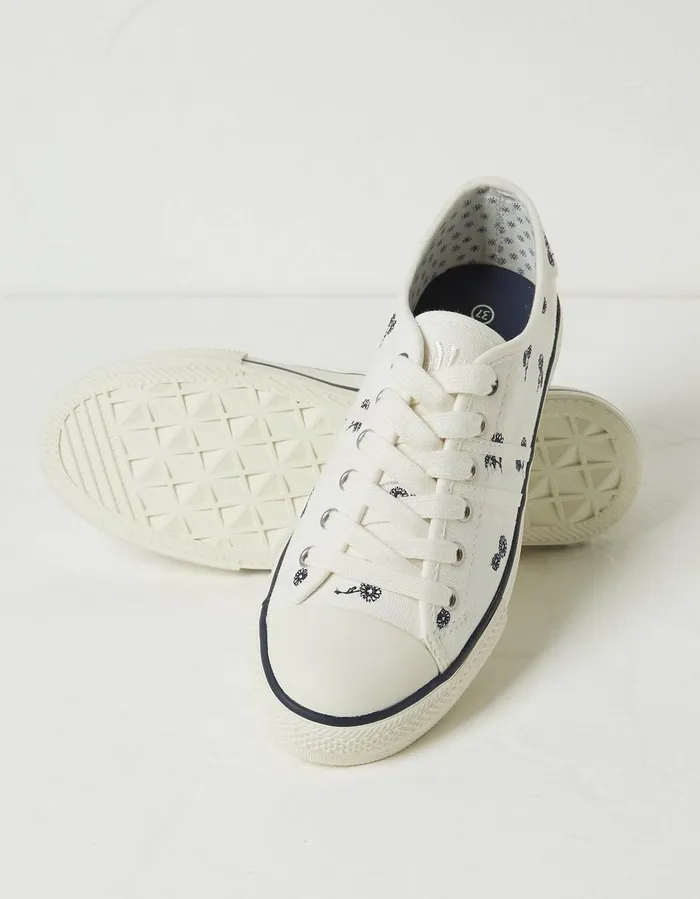 Raya Canvas Lace Up Trainers Ivory Women FatFace Trainers
