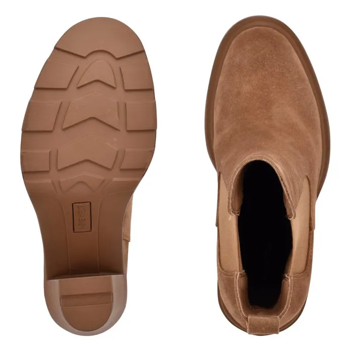 Ream Chelsea Heeled Booties Medium Natural Suede Women Nine West Boots and Booties