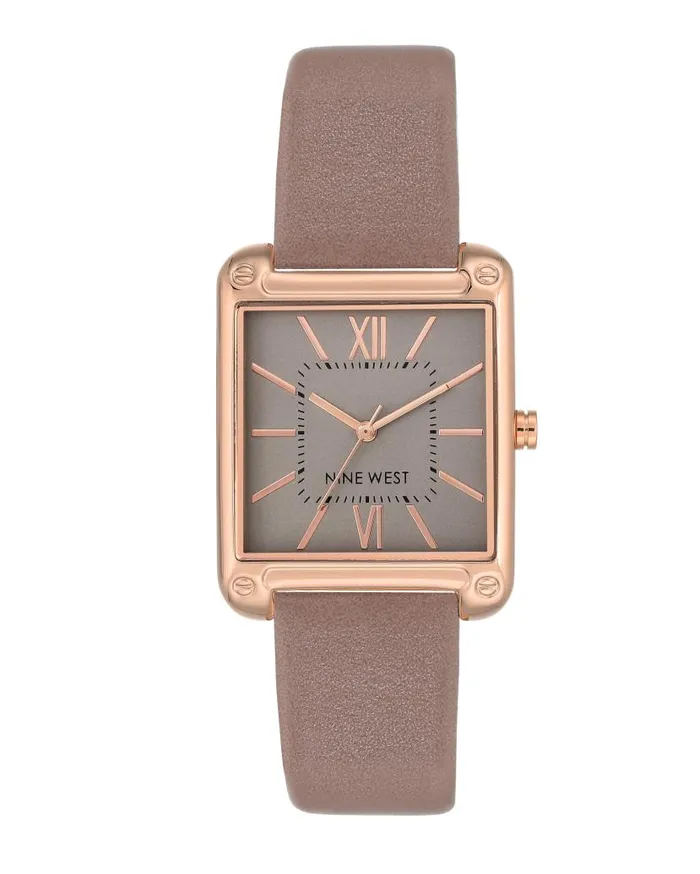 Rectangular Case Strap Watch Taupe WomenMen Nine West Watches