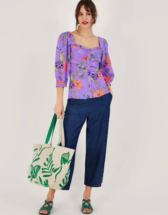 Regina Print Puff Sleeve Top Purple Women Monsoon Tops and Blouses