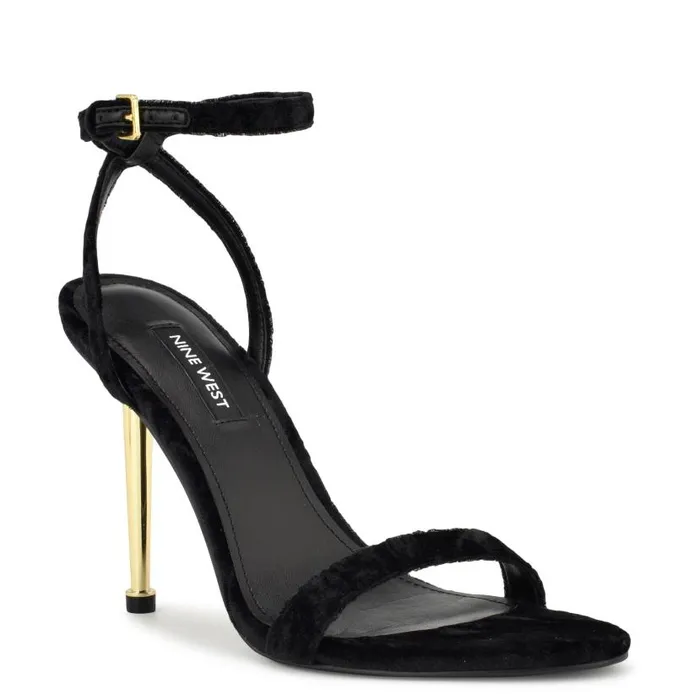 Reina Ankle Strap Sandals Black Velvet Women Nine West Sandals