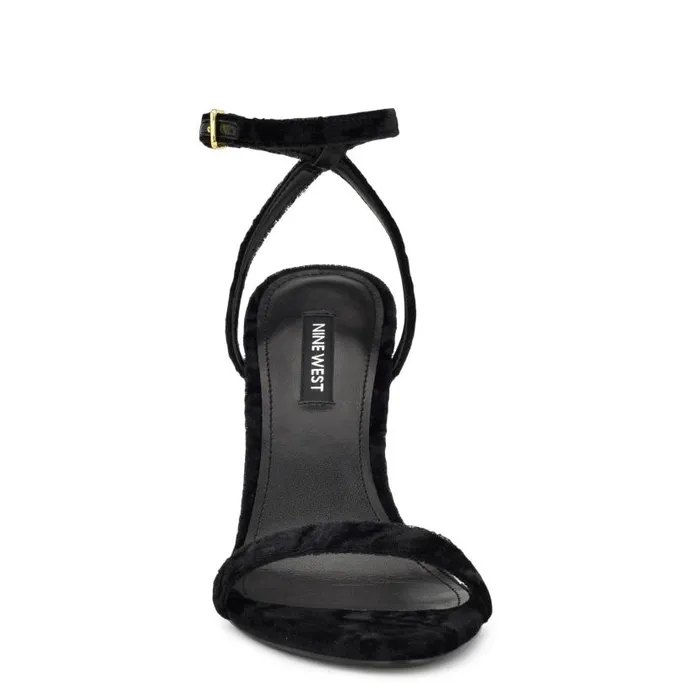 Reina Ankle Strap Sandals Black Velvet Women Nine West Sandals