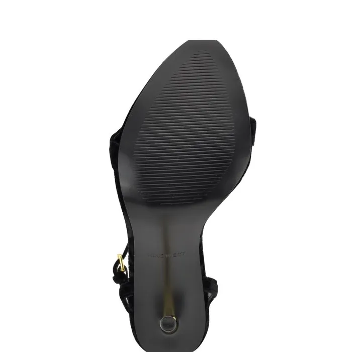Reina Ankle Strap Sandals Black Velvet Women Nine West Sandals