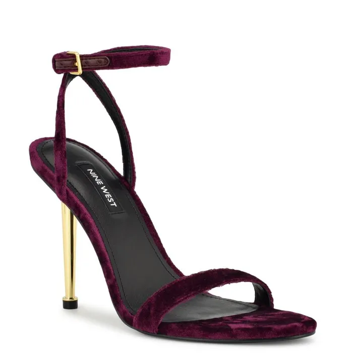 Reina Ankle Strap Sandals Dark Purple Velvet Women Nine West Sandals