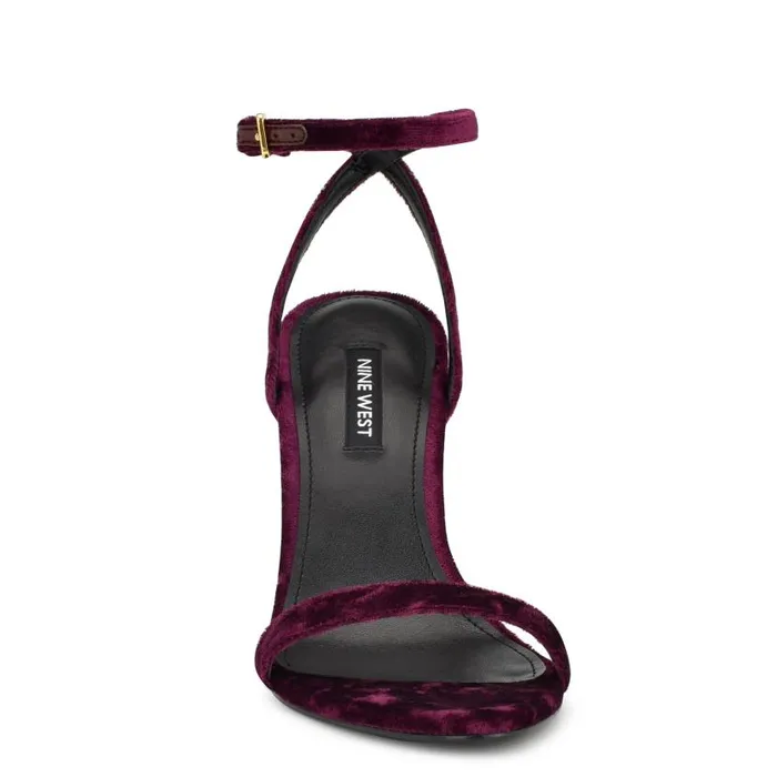 Reina Ankle Strap Sandals Dark Purple Velvet Women Nine West Sandals