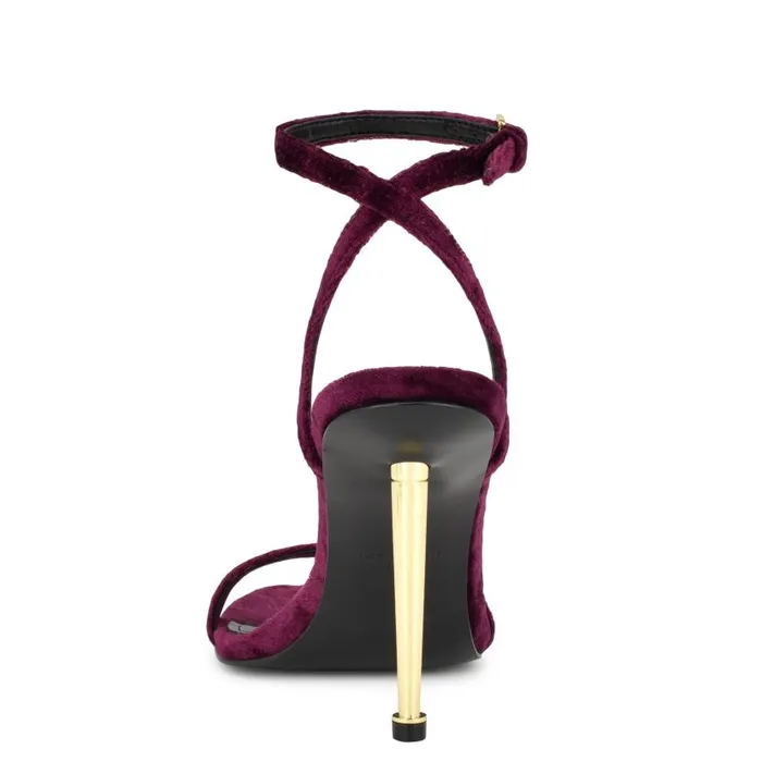 Reina Ankle Strap Sandals Dark Purple Velvet Women Nine West Sandals