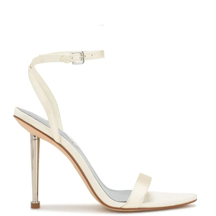 Reina Ankle Strap Sandals Ivory Satin Women Nine West Sandals