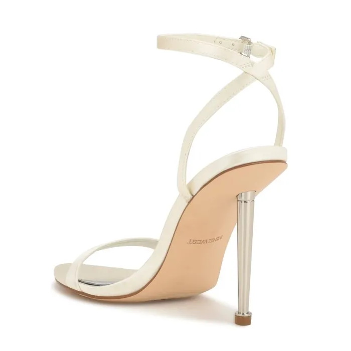Reina Ankle Strap Sandals Ivory Satin Women Nine West Sandals
