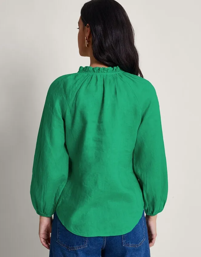 Reine Frill Linen Blouse Green Women Monsoon Tops and Blouses