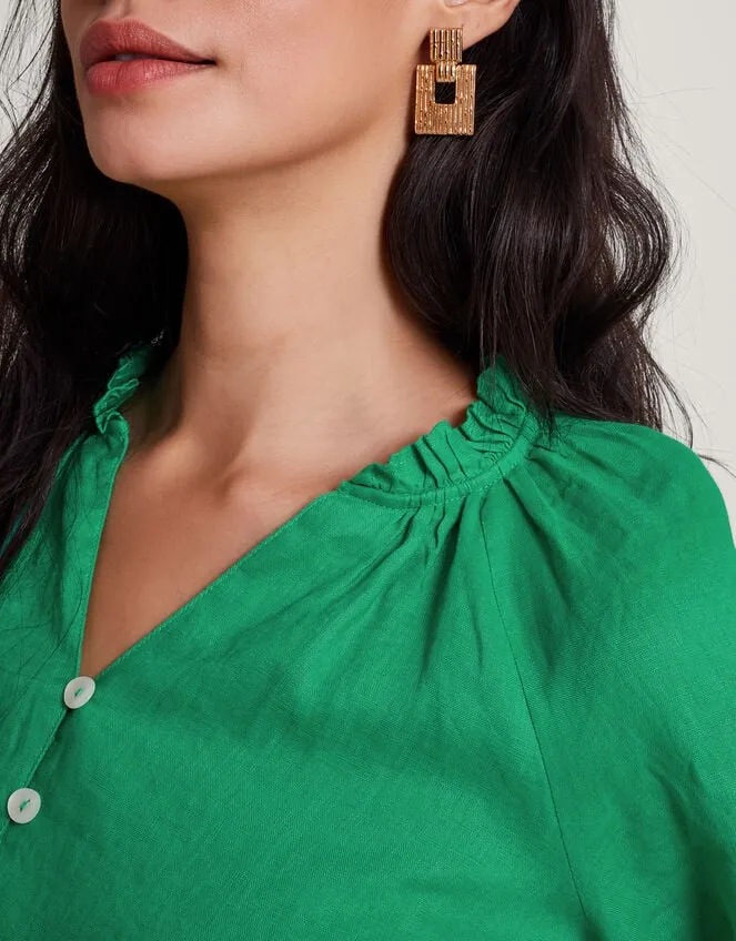 Reine Frill Linen Blouse Green Women Monsoon Tops and Blouses