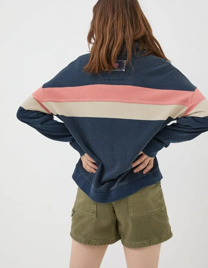 Relaxed Airlie Colour Block Sweatshirt Navy Women FatFace Sweatshirts and Hoodies