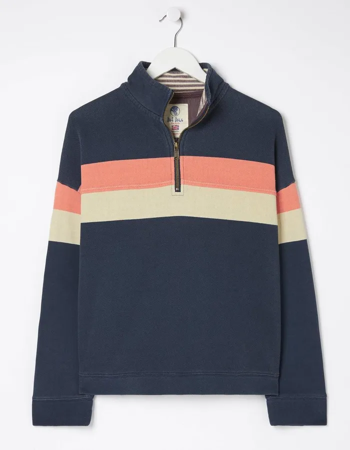 Relaxed Airlie Colour Block Sweatshirt Navy Women FatFace Sweatshirts and Hoodies