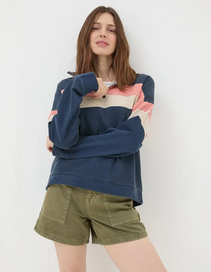Relaxed Airlie Colour Block Sweatshirt Navy Women FatFace Sweatshirts and Hoodies