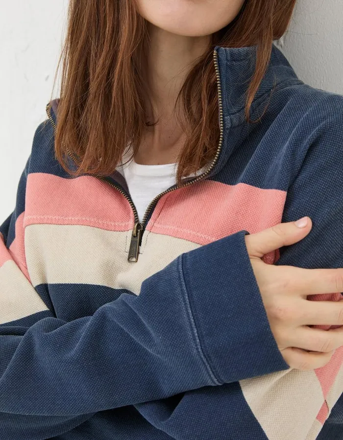 Relaxed Airlie Colour Block Sweatshirt Navy Women FatFace Sweatshirts and Hoodies