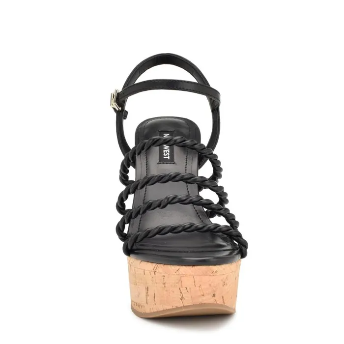 Renest Ankle Strap Wedge Sandals Black Women Nine West Sandals