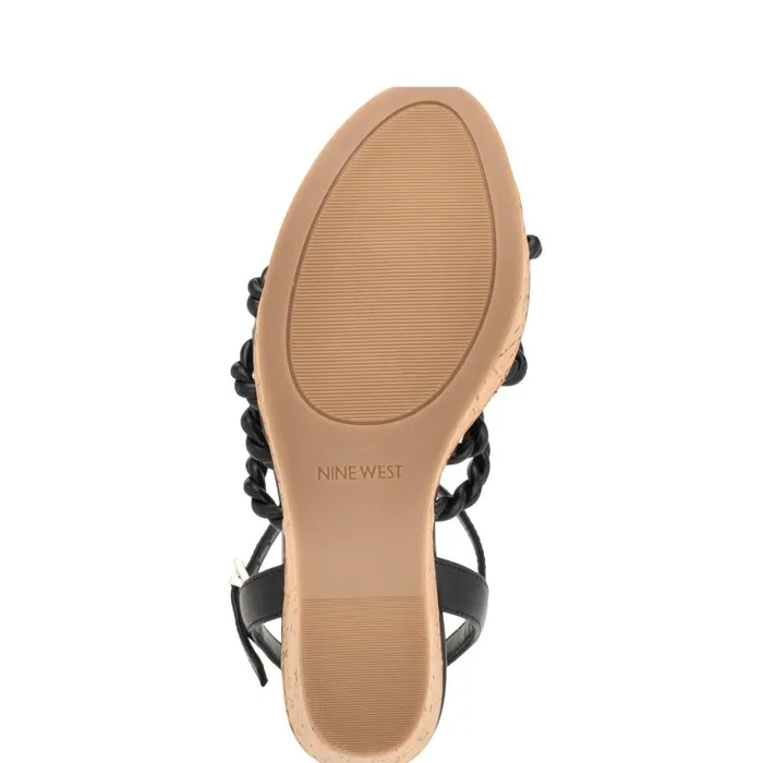 Renest Ankle Strap Wedge Sandals Black Women Nine West Sandals