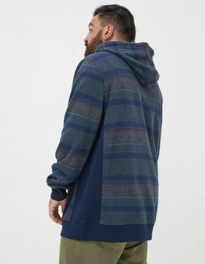 Reverse Stripe Hoodie Blue Men FatFace Sweatshirts and Hoodies