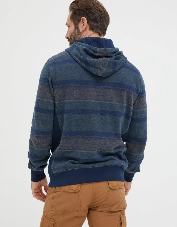 Reverse Stripe Hoodie Blue Men FatFace Sweatshirts and Hoodies