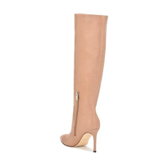 Richy Heeled Boots Natural Lizard Print Women Nine West Boots and Booties