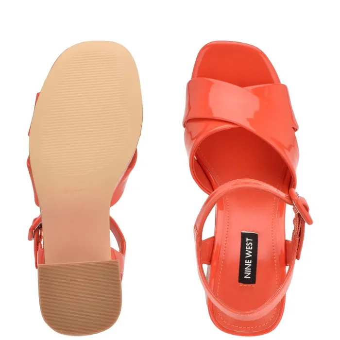 Rilay Platform Sandals Orange Patent Women Nine West Sandals