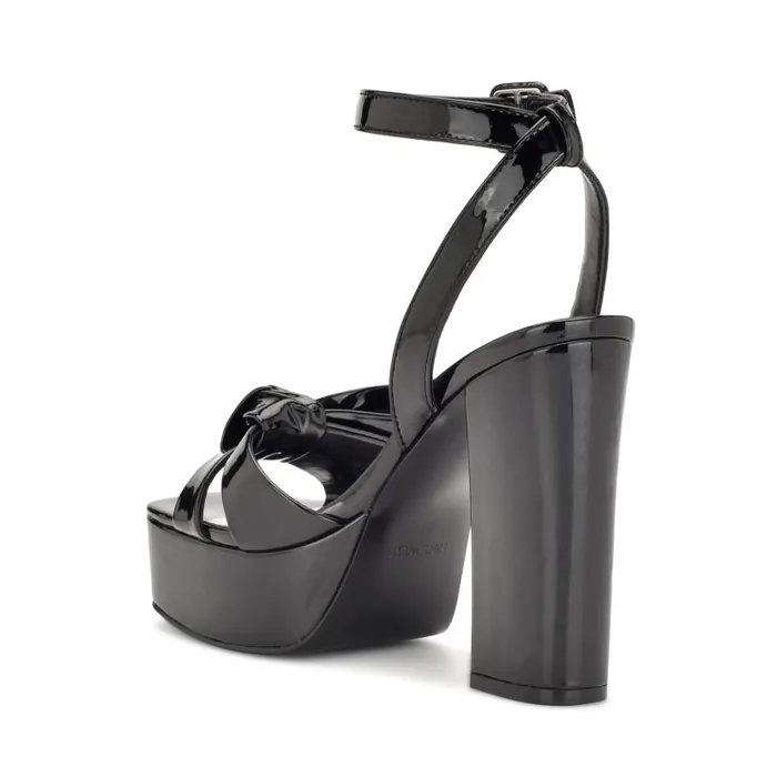 Rippa Platform Sandals Black Patent Women Nine West Heels
