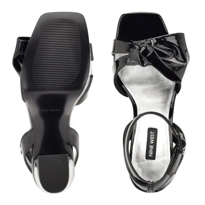 Rippa Platform Sandals Black Patent Women Nine West Heels