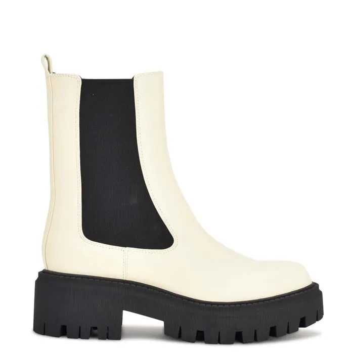 Rives Chelsea Lug Sole Booties Creamblack Women Nine West Boots and Booties