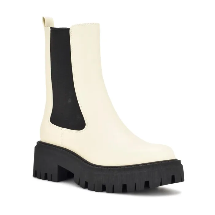 Rives Chelsea Lug Sole Booties Creamblack Women Nine West Boots and Booties