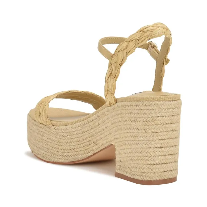 Rivva Heeled Espadrille Sandals Natural Raffia Women Nine West Heels
