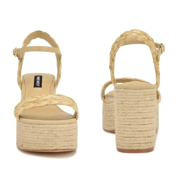 Rivva Heeled Espadrille Sandals Natural Raffia Women Nine West Heels
