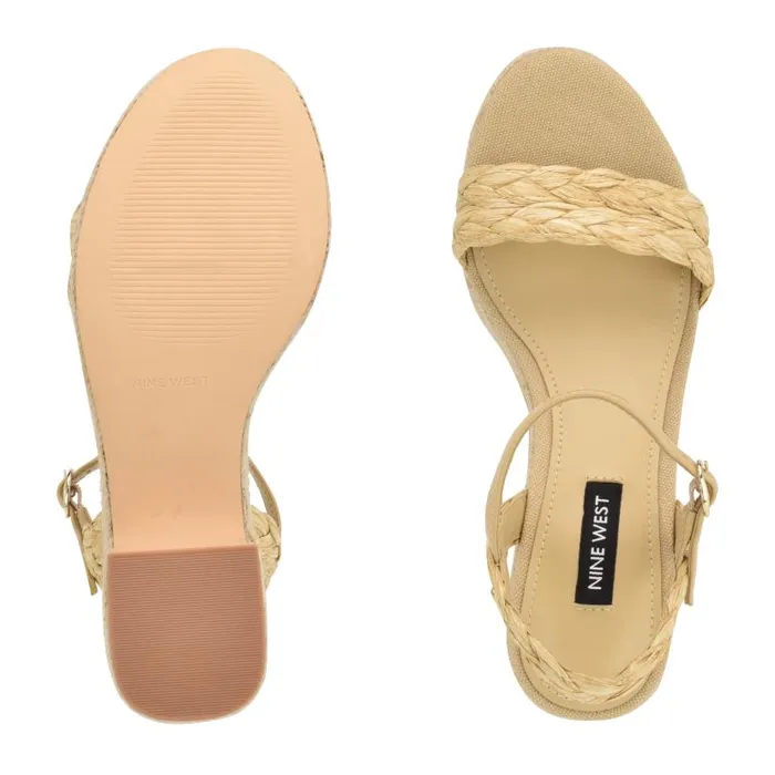 Rivva Heeled Espadrille Sandals Natural Raffia Women Nine West Heels