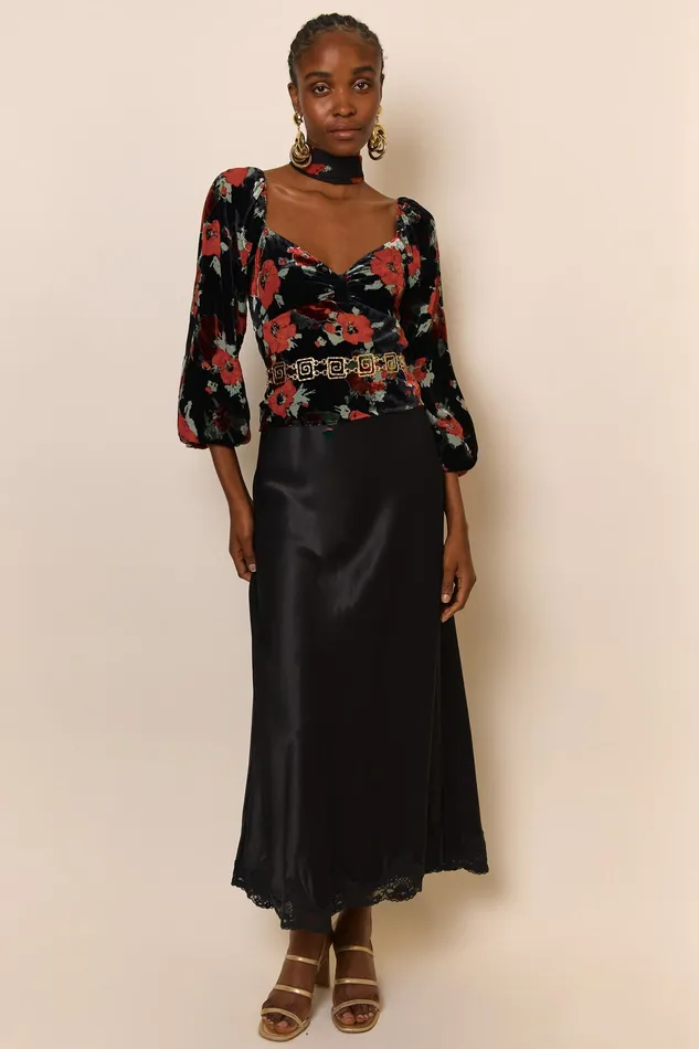 RIXO Tops Bridgette Black Poppy Burnout 8211 Women RIXO Tops Bridgette Black Poppy Burnout 8211 Women