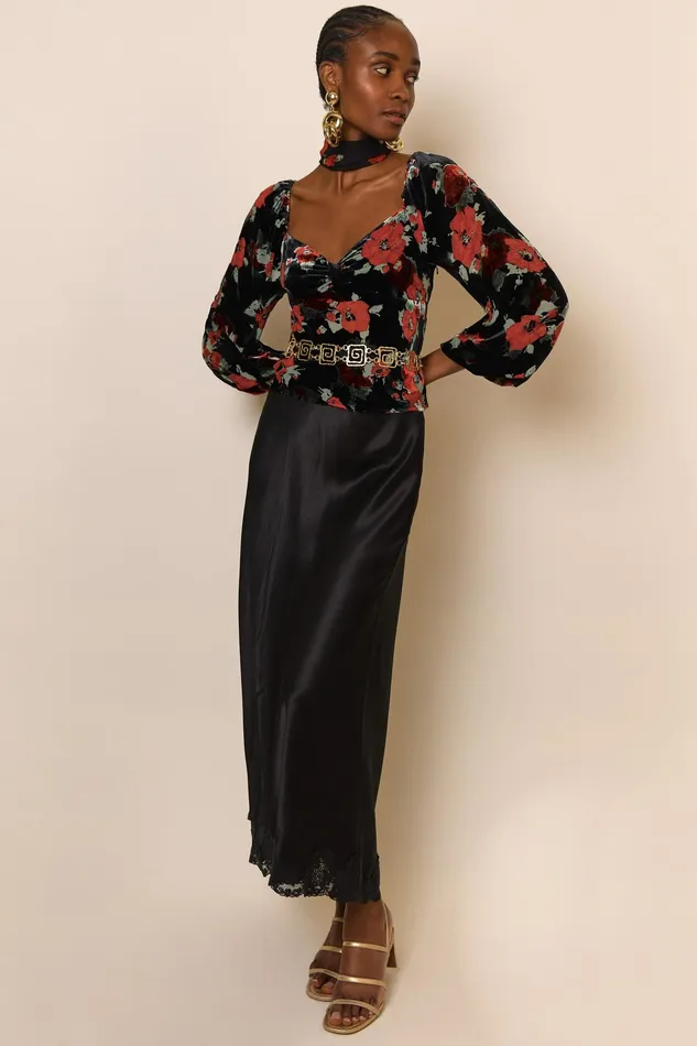 RIXO Tops Bridgette Black Poppy Burnout 8211 Women RIXO Tops Bridgette Black Poppy Burnout 8211 Women