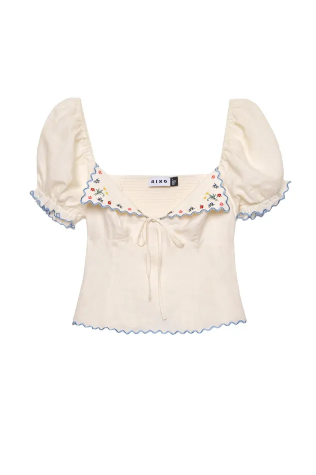 RIXO Tops Didi Daisy Embroidery Cream 8211 Women RIXO Tops Didi Daisy Embroidery Cream 8211 Women