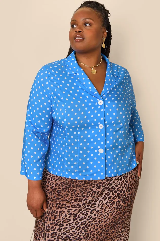RIXO Tops Maisie Polka Dot Blue 8211 Women RIXO Tops Maisie Polka Dot Blue 8211 Women