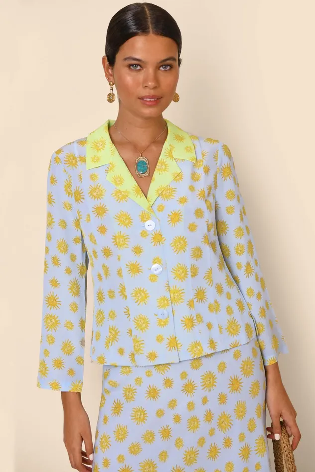 RIXO Tops Maisie Sunshine Blue Mix 8211 Women