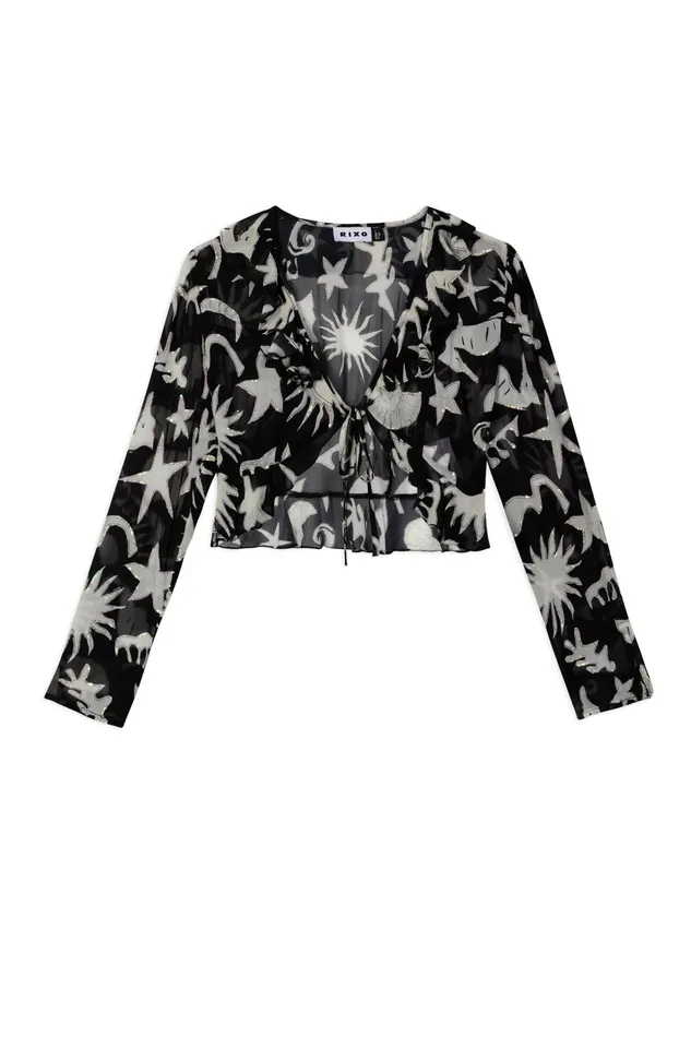 RIXO Tops Neelu Sequin Ocean Black 8211 Women