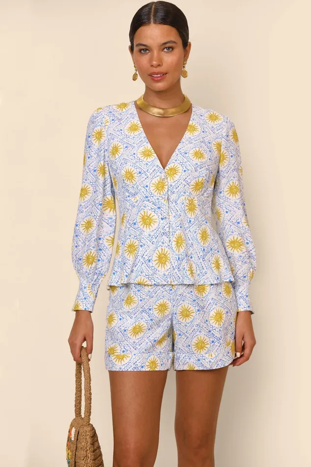 RIXO Tops Noreen Wavey Sun Ivory 8211 Women
