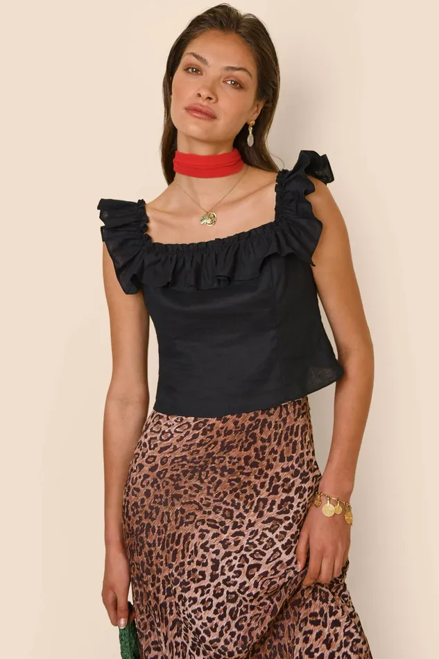 RIXO Tops Zinnia Black 8211 Women RIXO Tops Zinnia Black 8211 Women