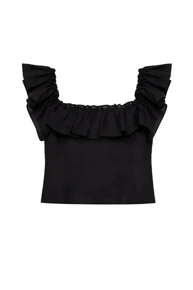 RIXO Tops Zinnia Black 8211 Women RIXO Tops Zinnia Black 8211 Women