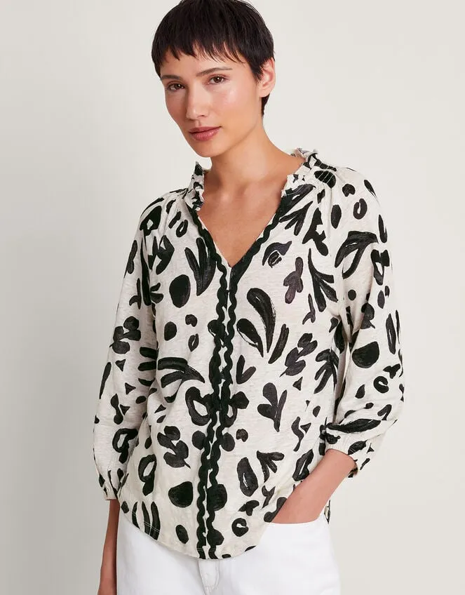 Rosa Print Linen Top Ivory Women Monsoon Tops and Blouses