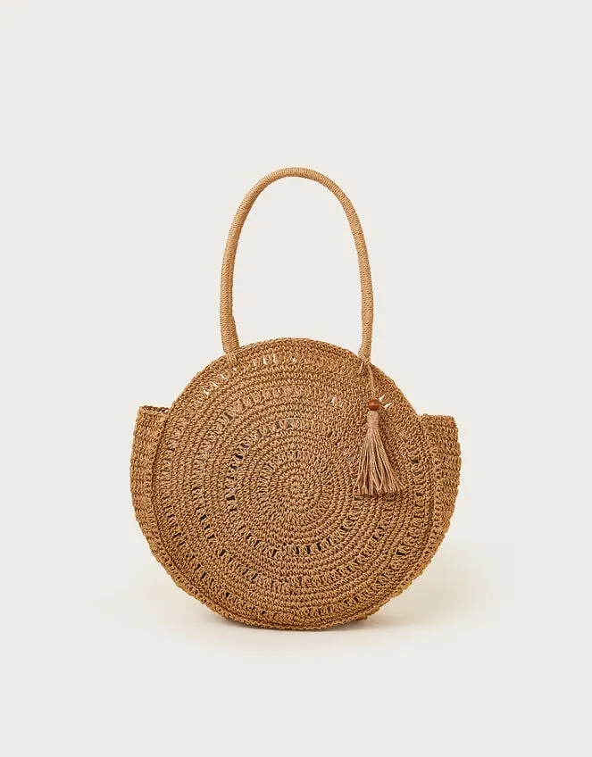 Round Metallic Raffia Bag Women Monsoon Bags and Purses