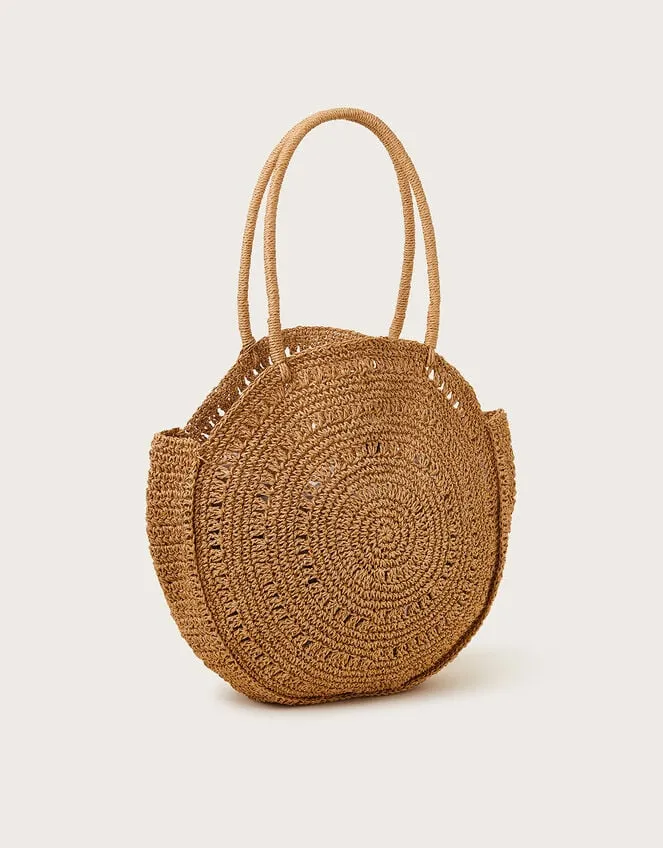 Round Metallic Raffia Bag Women Monsoon Bags and Purses