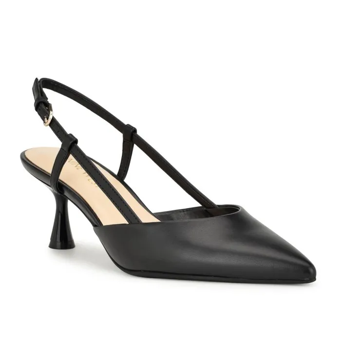 Rowen Pointy Toe Slingbacks Black Women Nine West Heels